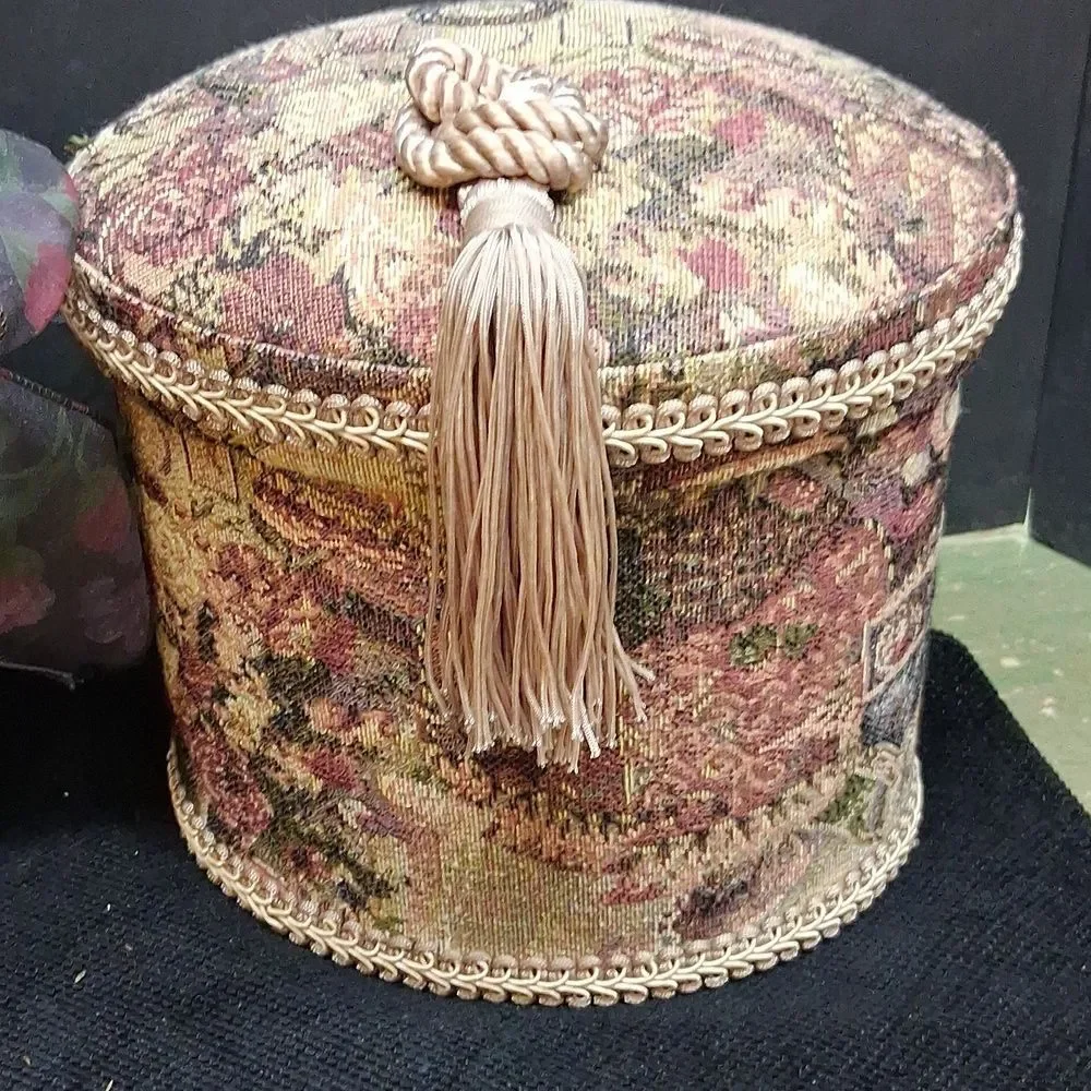 Vintage Tapestry Box, 2‎ Heavenly Heart Plates, & Rose Arrangement